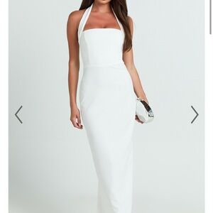 Showpo White Halter Sheath Midi Dress - Salome